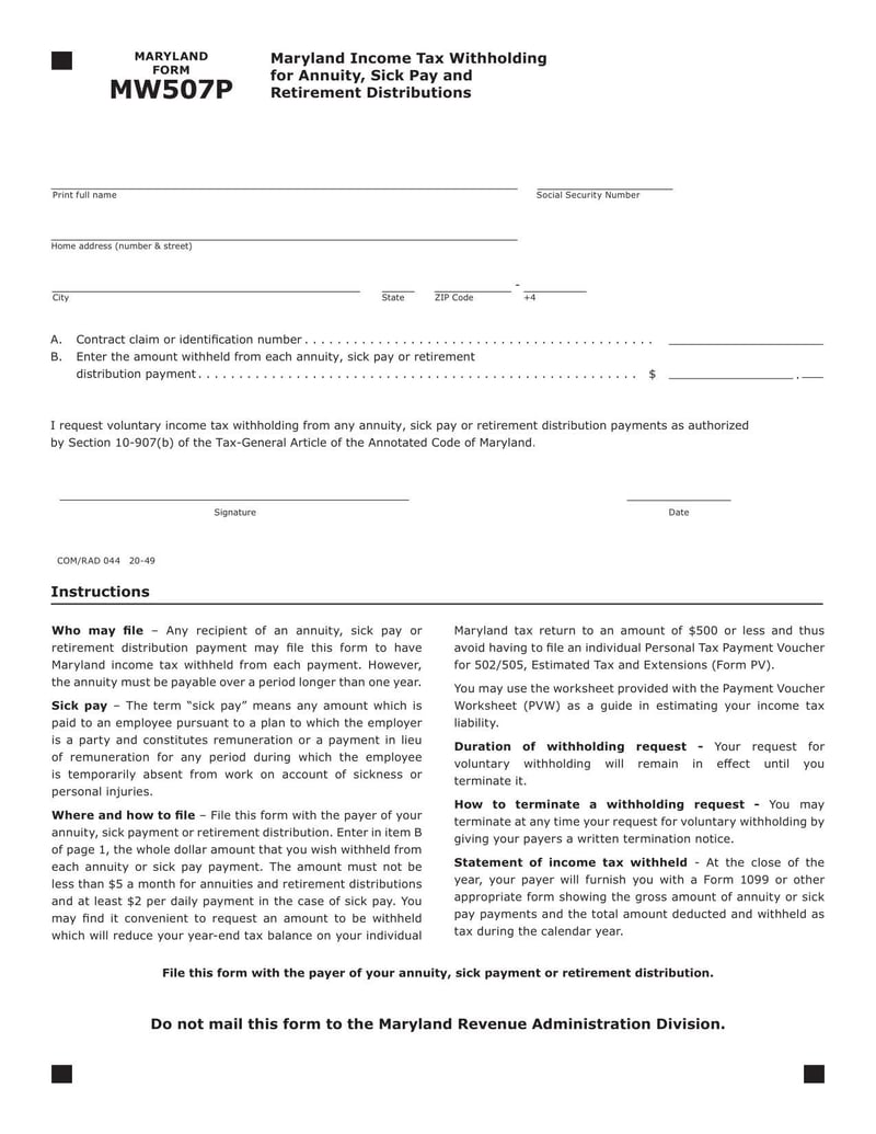Large thumbnail of Form MW507P