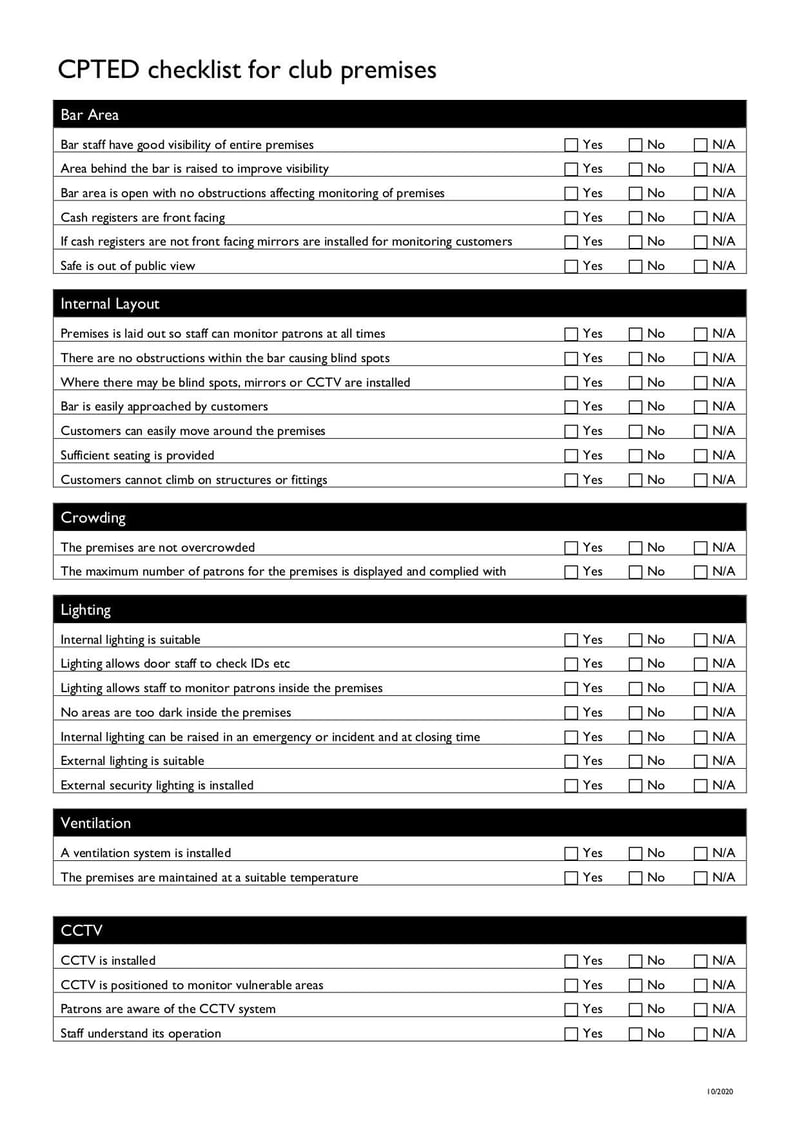Large thumbnail of CPTED Checklist for Club Premises - Oct 2022