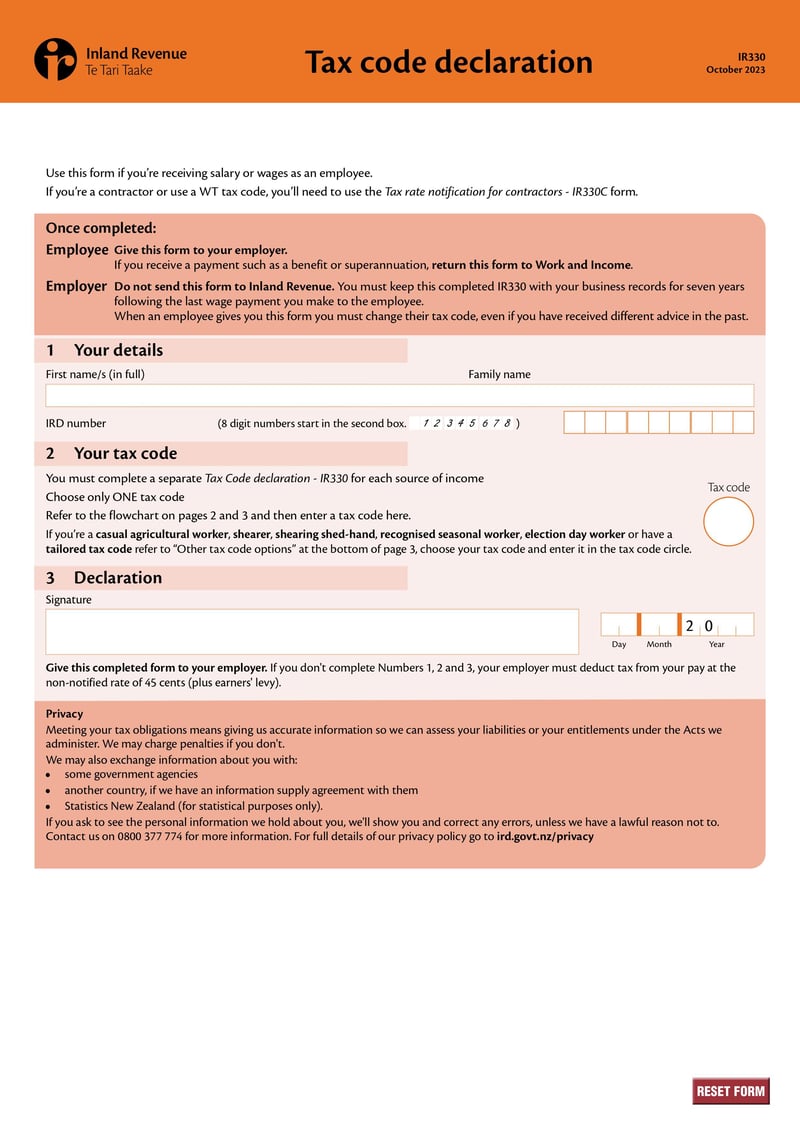 Large thumbnail of Form IR330 - Oct 2023