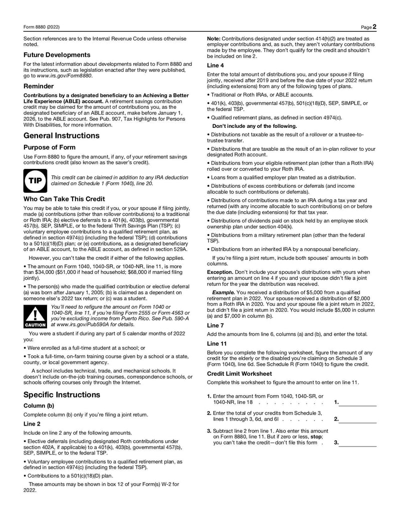 Large thumbnail of Form 8880 - Nov 2022