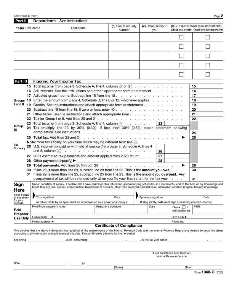 Large thumbnail of Form 1040-C - Jan 2023