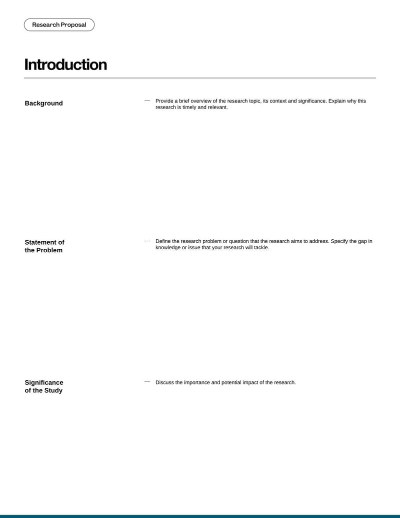 Research Proposal for outlining a research plan, objectives, and methodology