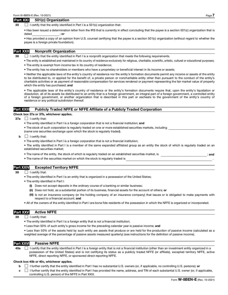 Thumbnail of Form W-8BEN-E - Oct 2021 - page 6