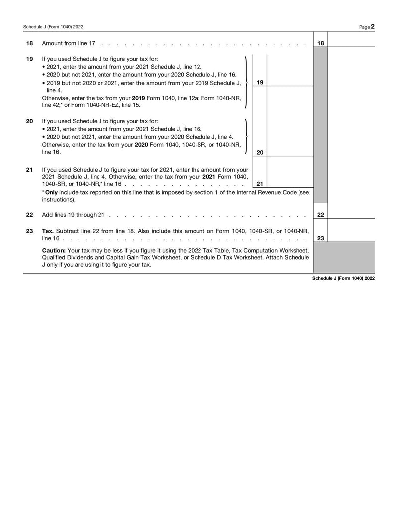 Large thumbnail of Schedule J (Form 1040) - Jan 2022