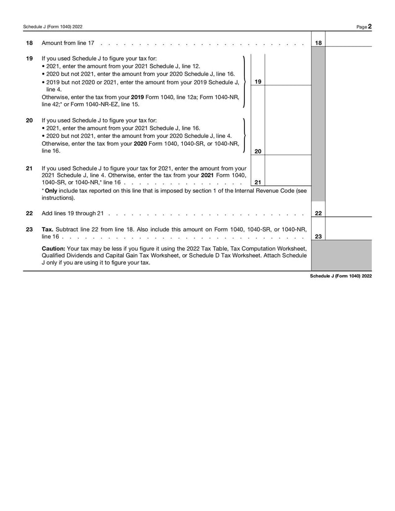 Thumbnail of Schedule J (Form 1040) - Jan 2022 - page 1