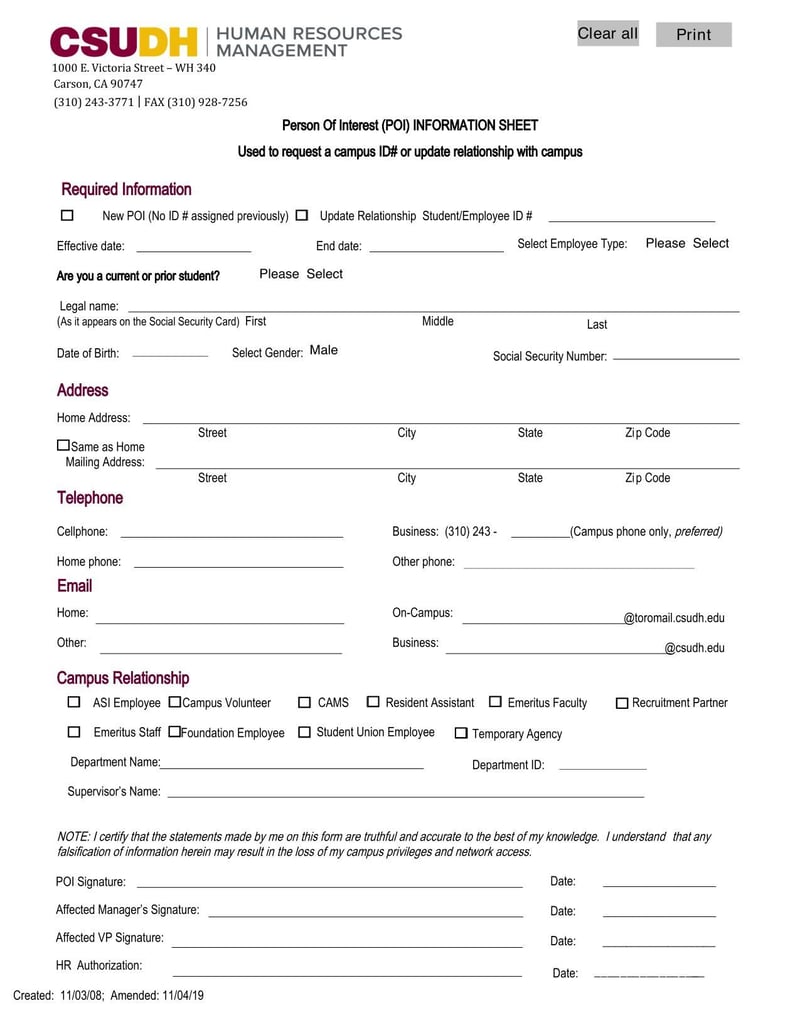 Large thumbnail of CSUDH Person of Interest (POI) Information Sheet