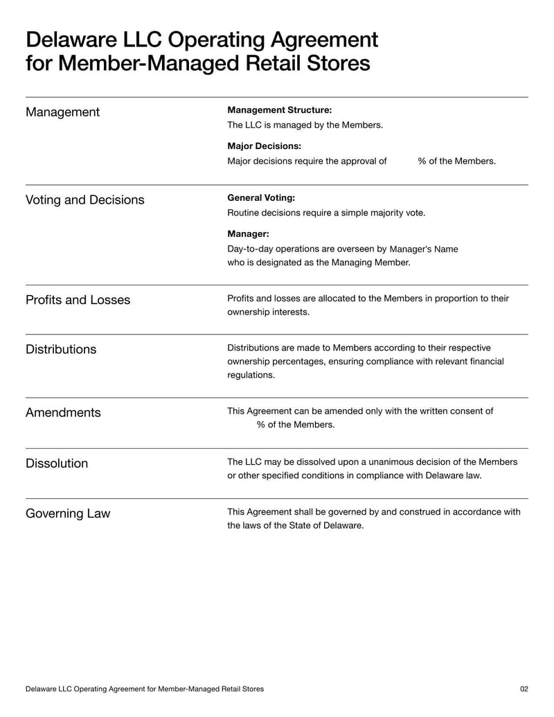 Large thumbnail of Delaware LLC Operating Agreement