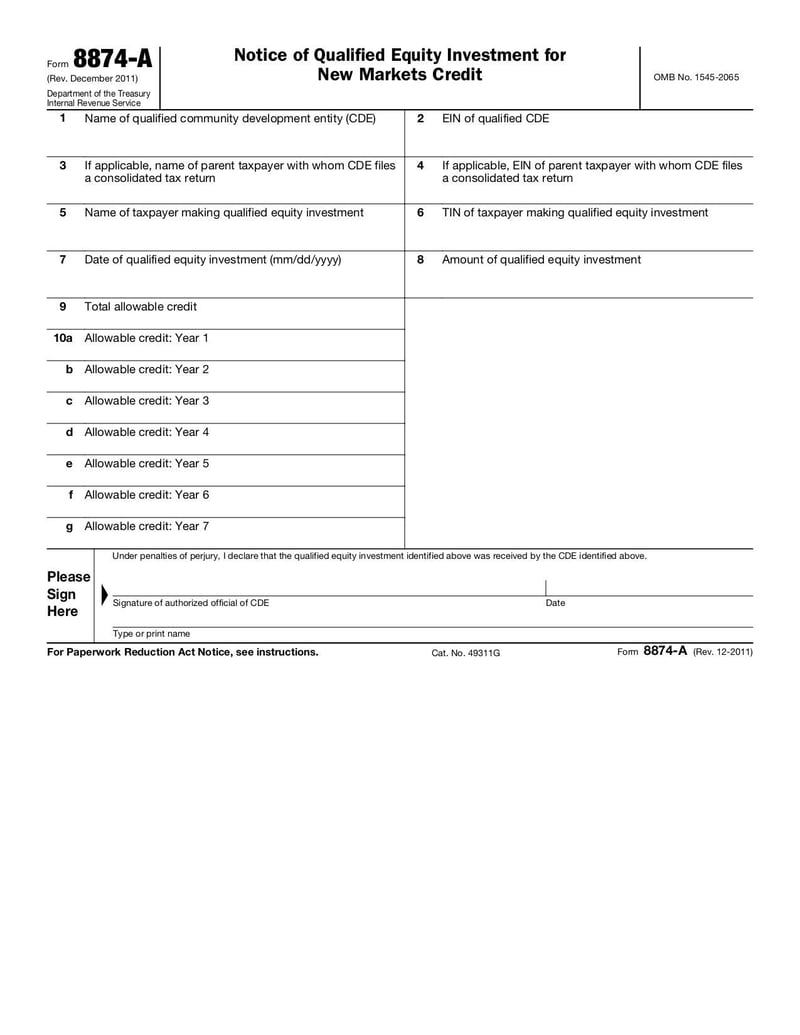 Large thumbnail of Form 8874-A - Dec 2011