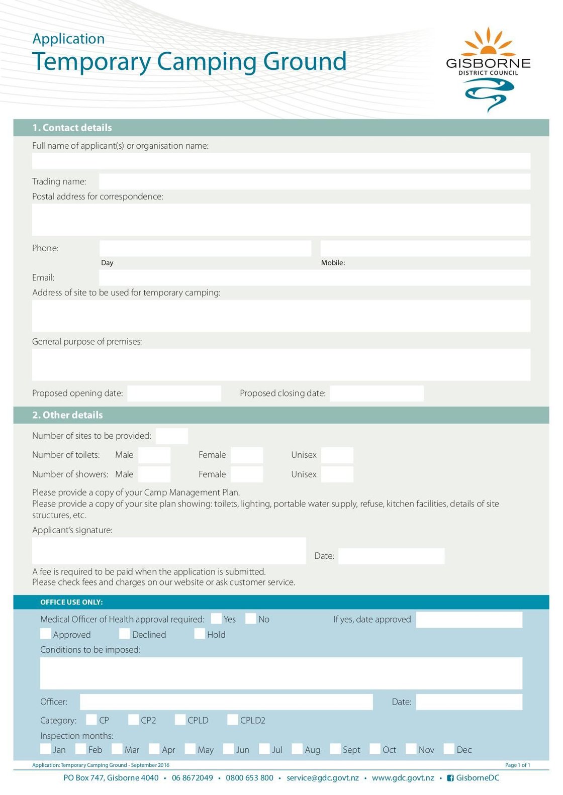 Temporary Camping Ground Application Form Fill and sign online with Lumin