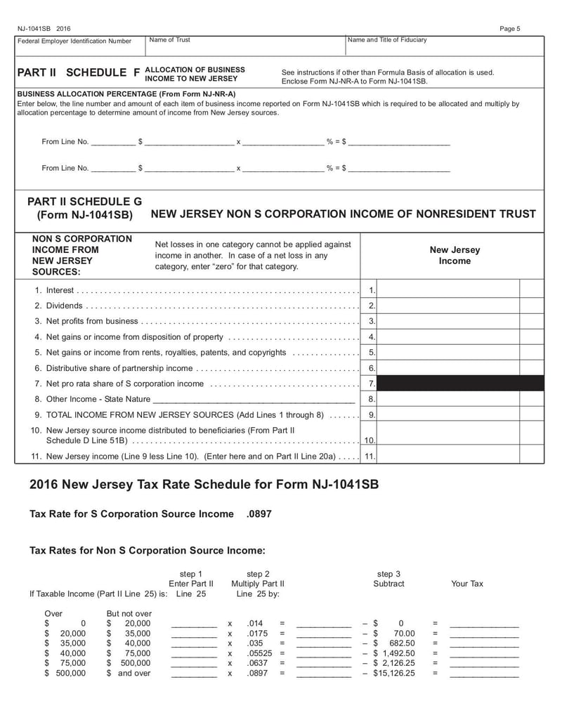 Large thumbnail of Form NJ-1041SB - Jan 2017