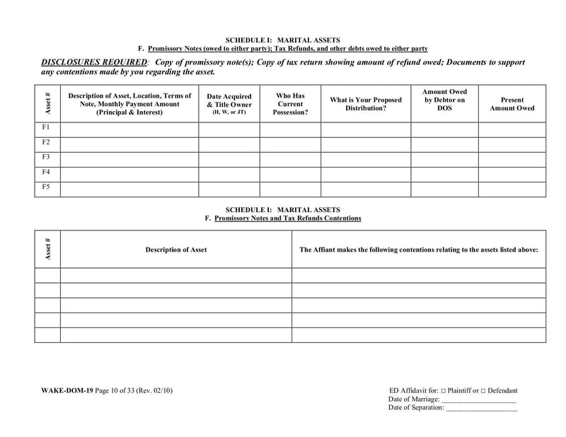 Large thumbnail of Equitable Distribution Inventory Affidavit - May 2010