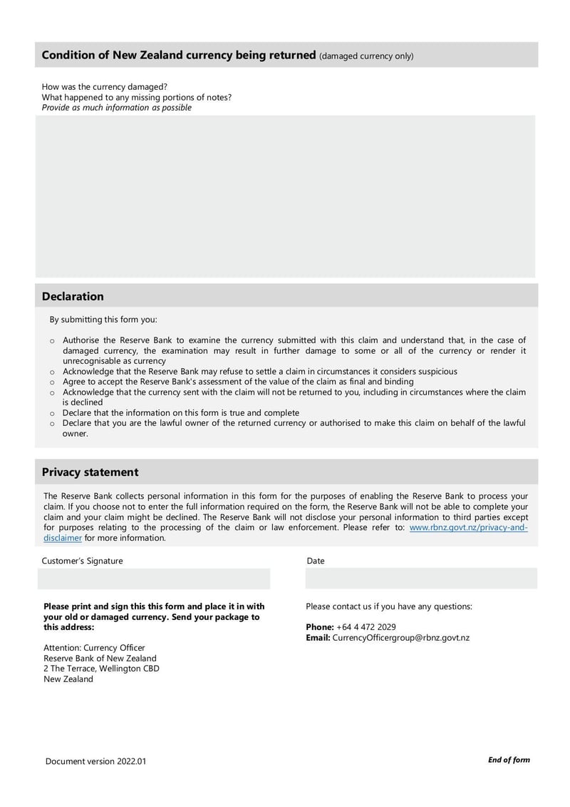 Large thumbnail of Surrendered Currency Claim Forms - Jan 2022