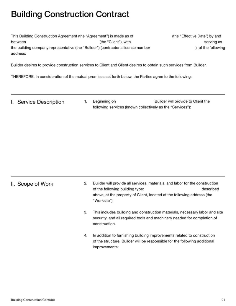 Large thumbnail of Building Contract Template