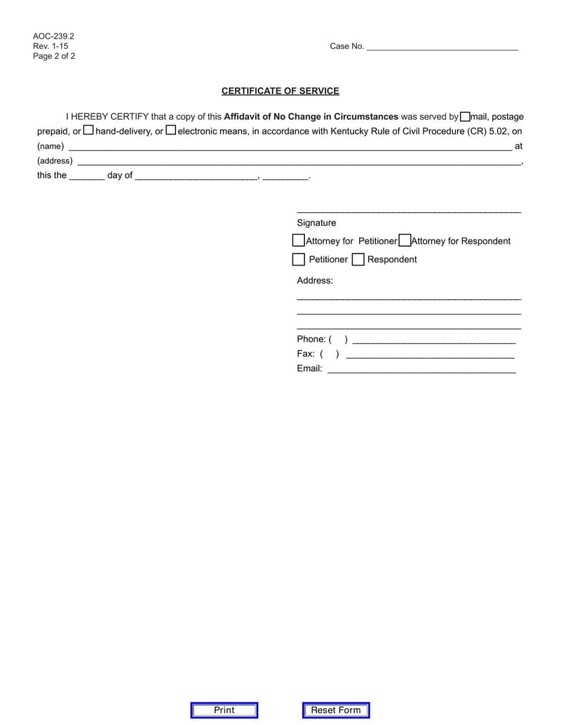 Large thumbnail of Affidavit of No Change in Circumstances Requiring the Filing of a Final Verified Disclosure Statement