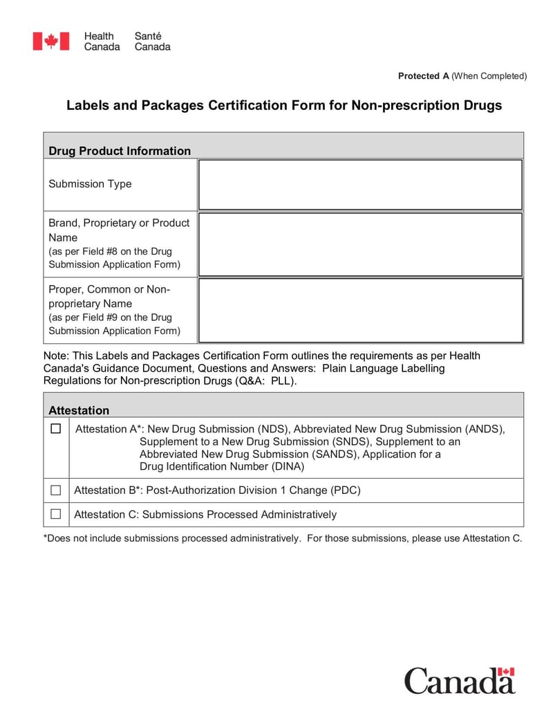 Large thumbnail of Labels Packages Certification Form for Non-Prescription Drugs - Feb 2020