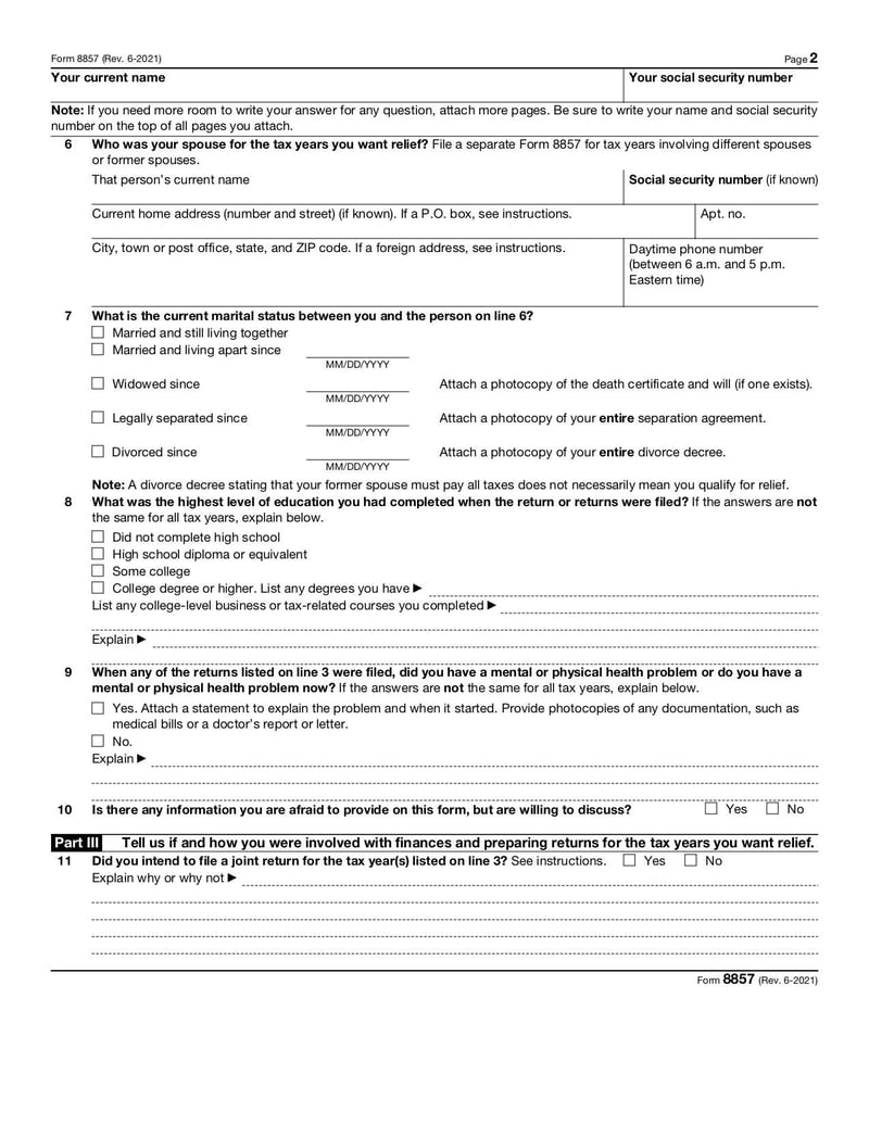 Large thumbnail of Form 8857 - Jun 2021