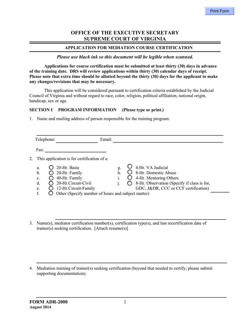 Large thumbnail of Form ADR 2000