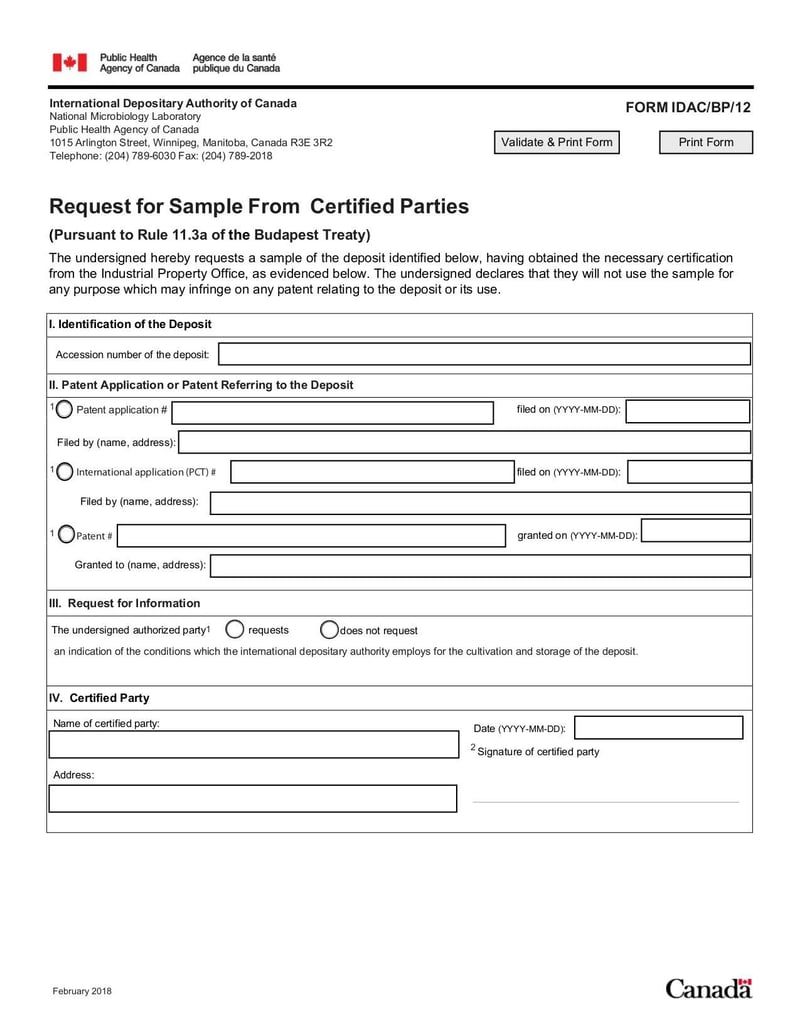Large thumbnail of Form IDAC BP12 - Feb 2018