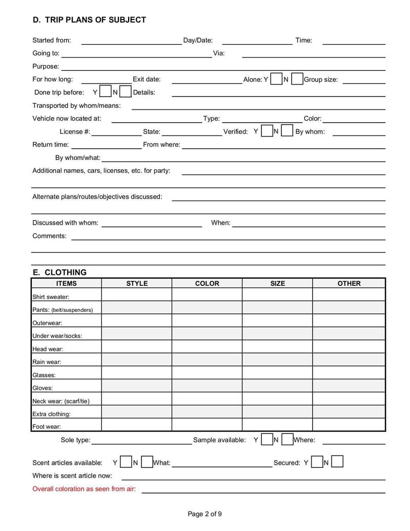 Large thumbnail of Lost Person Questionnaire - Nov 2014