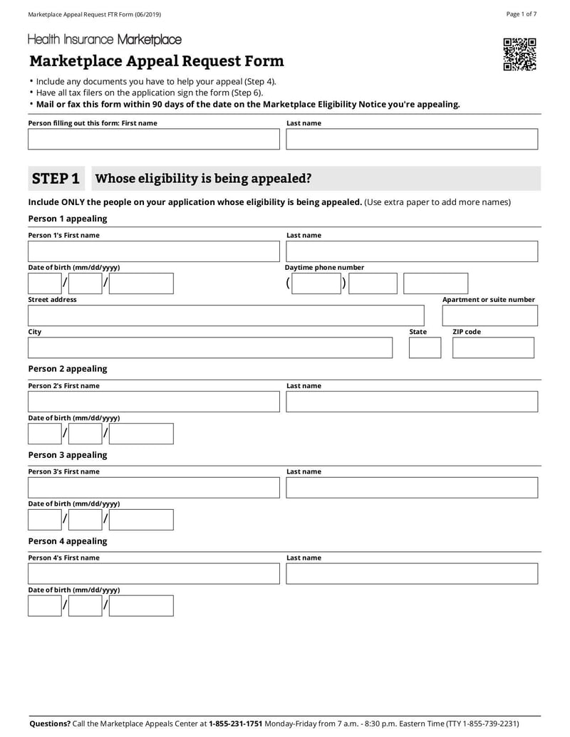 Large thumbnail of Marketplace Appeal Request FTR Form - Jun 2019