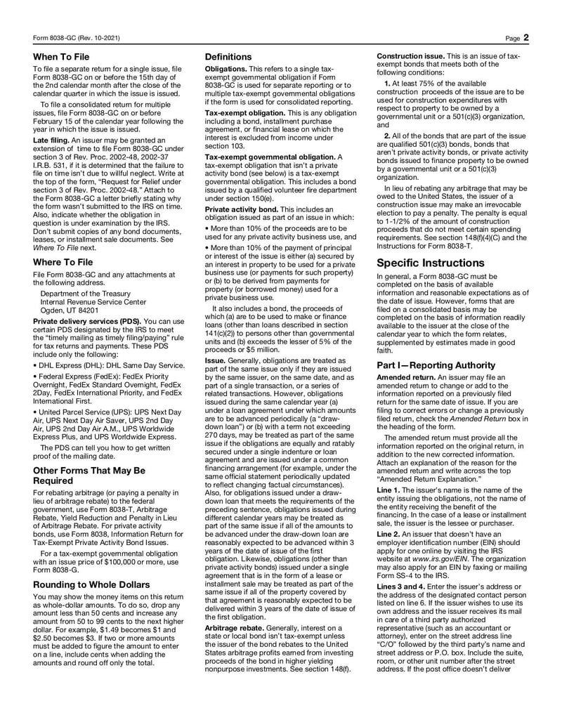 Large thumbnail of Form 8038-GC - Oct 2021