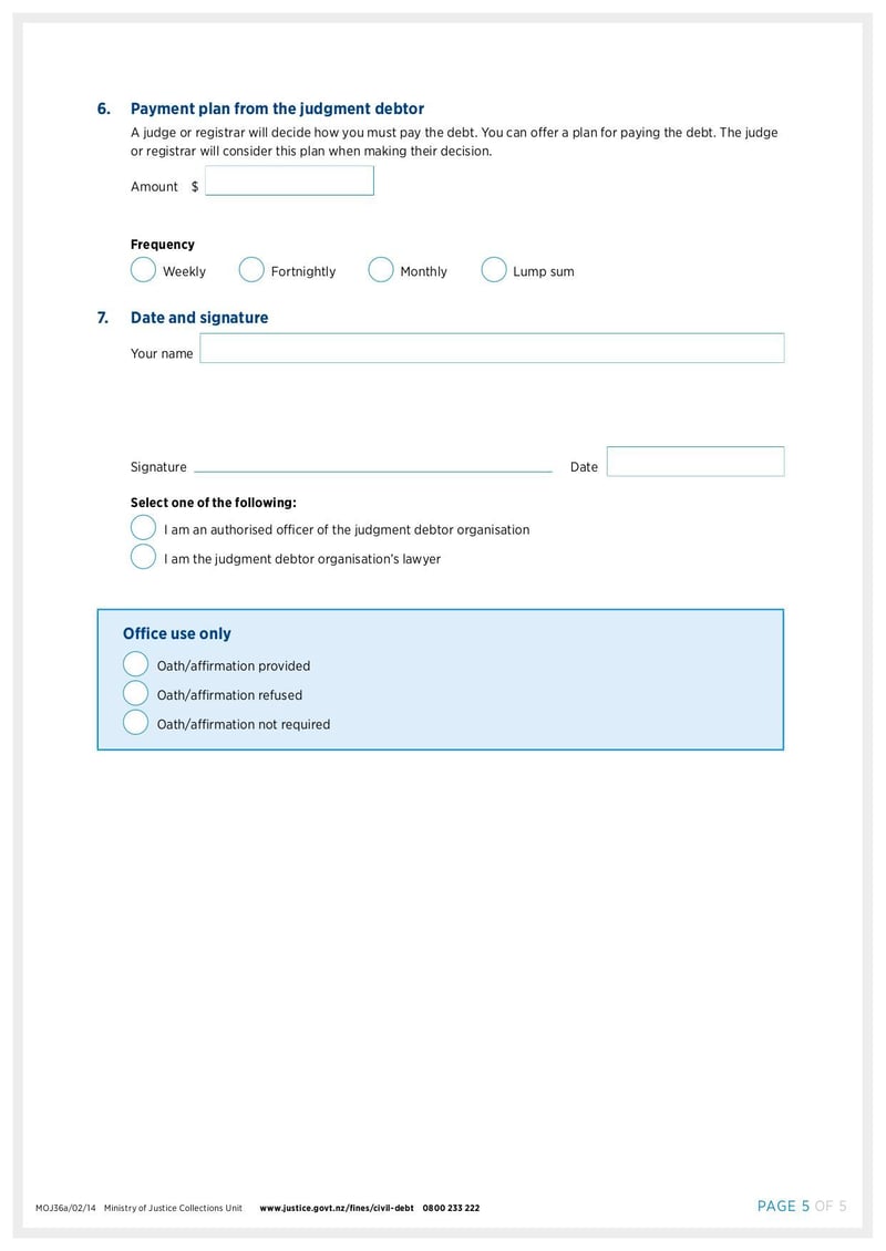 Large thumbnail of MoJ36a Financial Statement of Judgment Debtor - Feb 2014
