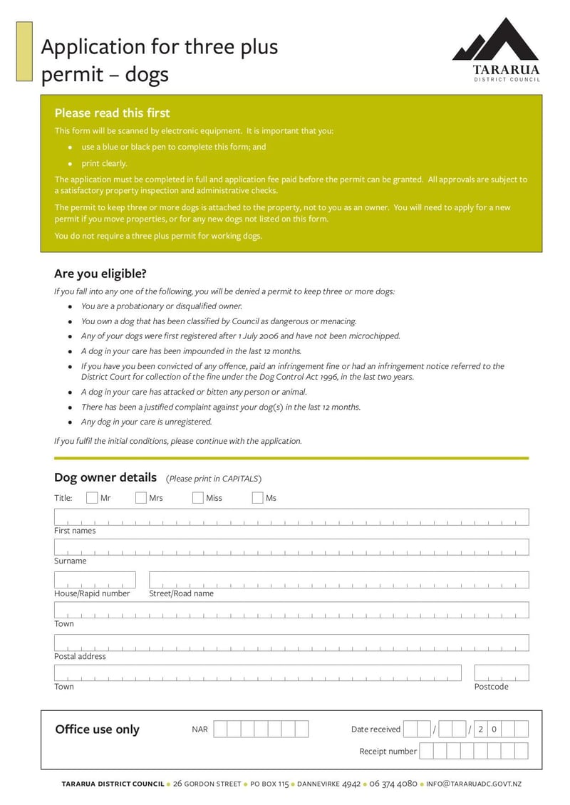 Large thumbnail of Application for Three Plus Permit Dogs - Jun 2022