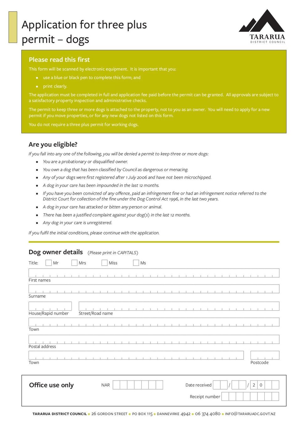 Application for Three Plus Permit Dogs Fill and sign online with Lumin