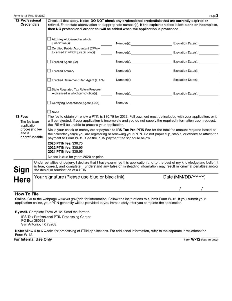 Large thumbnail of Form W-12 - Oct 2022