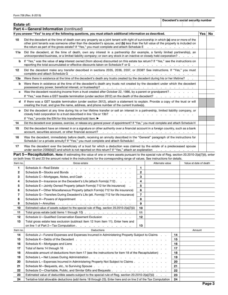 Large thumbnail of Form 706 - Aug 2019