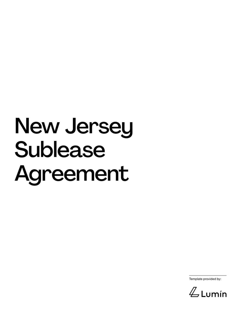 Sublease Agreement New Jersey for subletting property in New Jersey