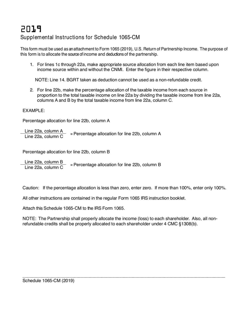 Large thumbnail of Schedule 1065-CM - Jan 2019