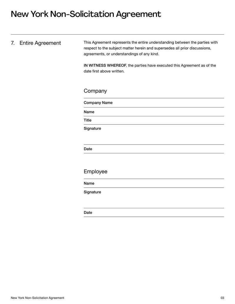 Non-Solicitation Agreement New York for preventing the solicitation of employees or clients under New York legal guidelines