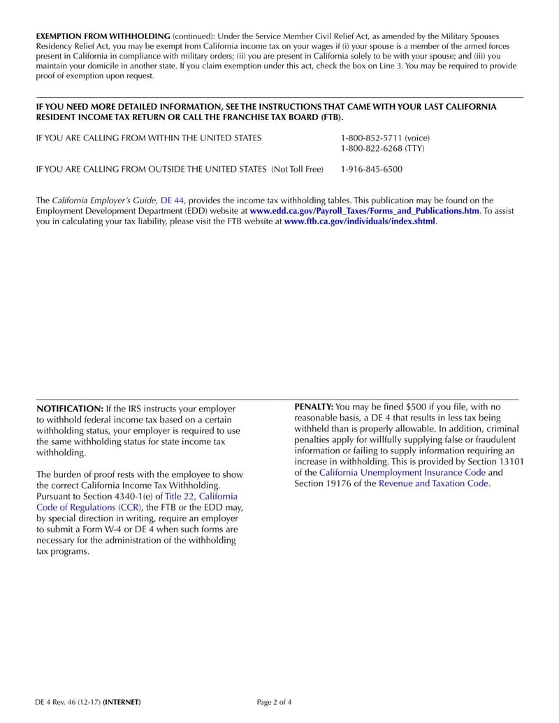 Large thumbnail of California Employee's Withholding Allowance Certificate