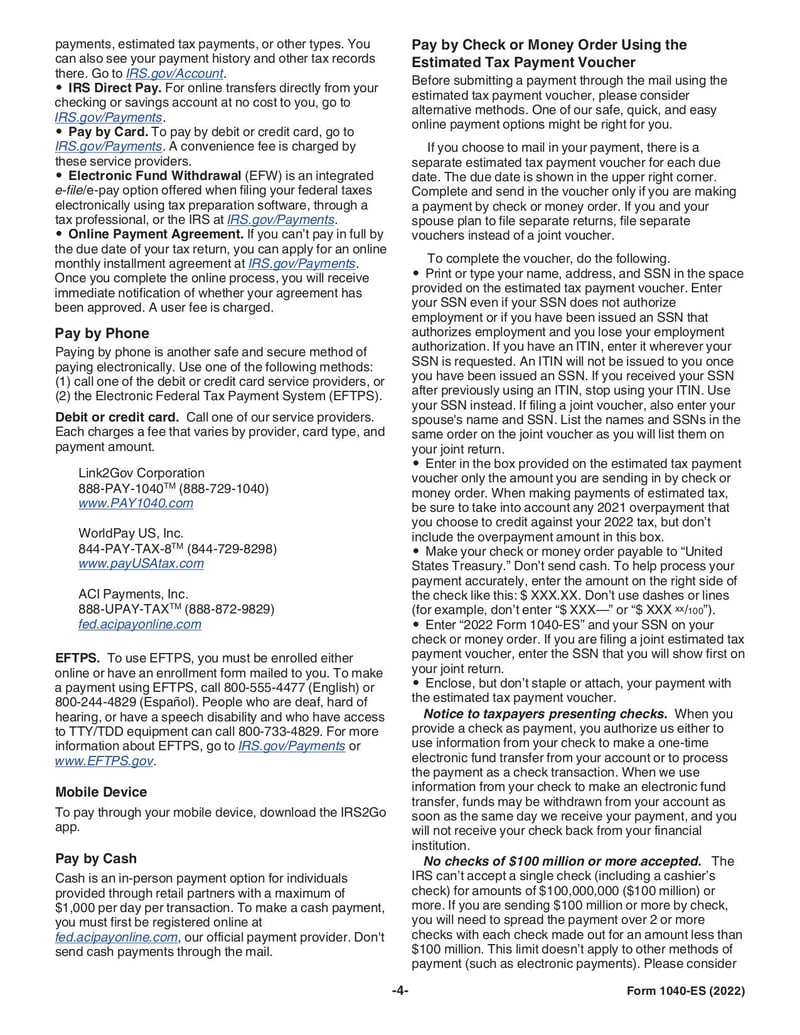 Large thumbnail of Form 1040-ES - Nov 2022