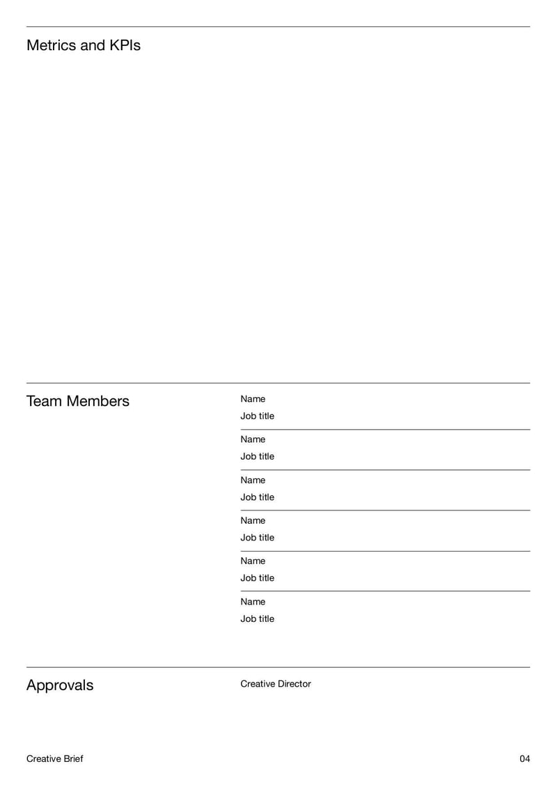Marketing Creative Brief Template for defining campaign objectives, target audience, and messaging