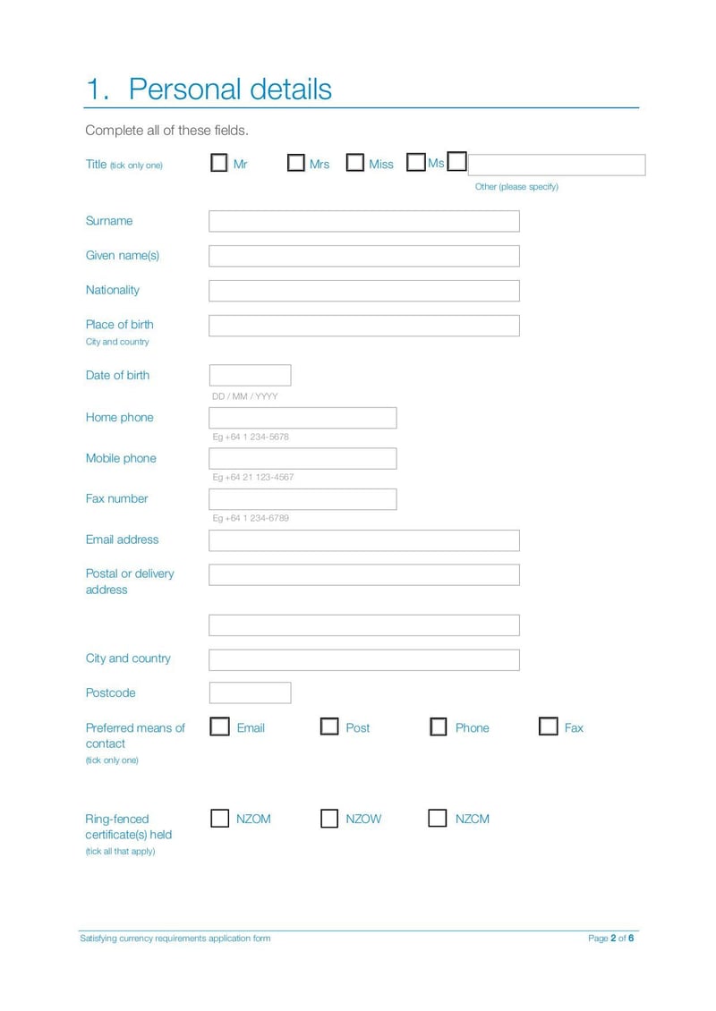 Large thumbnail of Satisfying Currency Requirements Application Form - Oct 2021