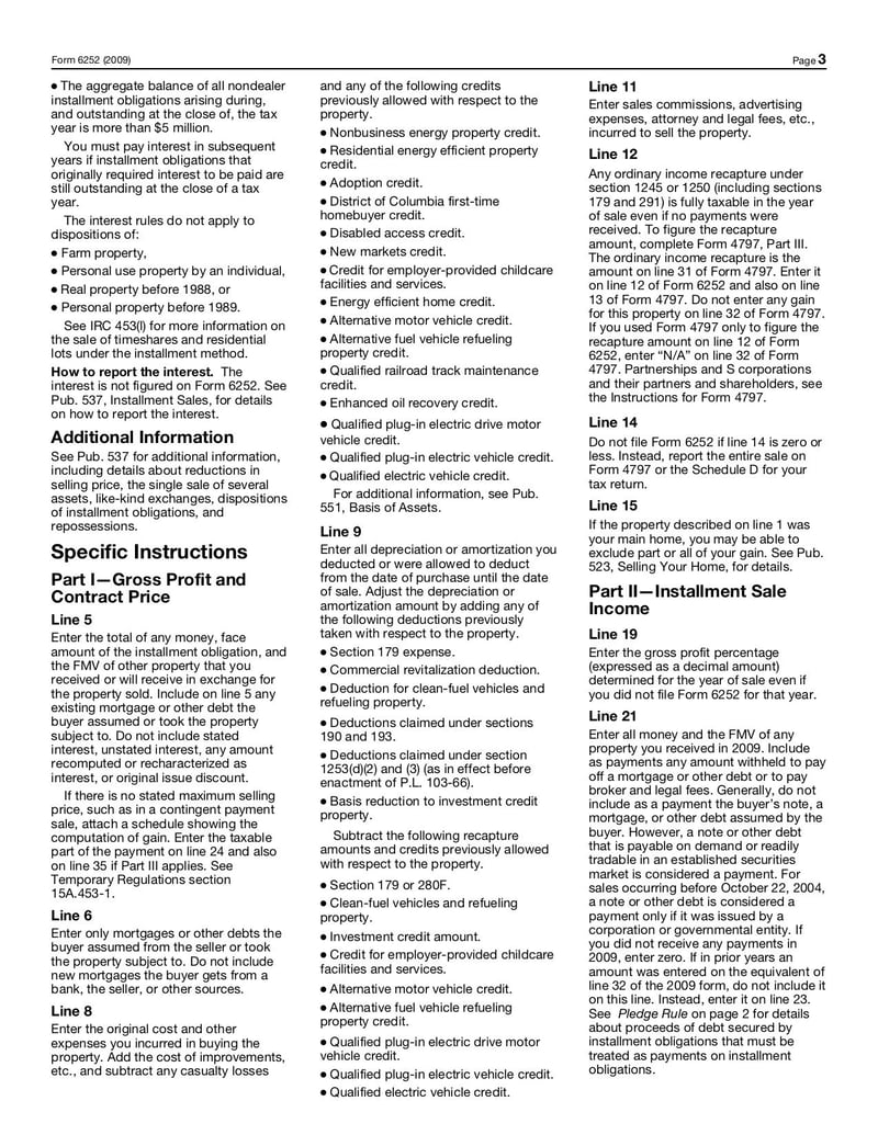 Large thumbnail of Form 6252 - Jan 2009