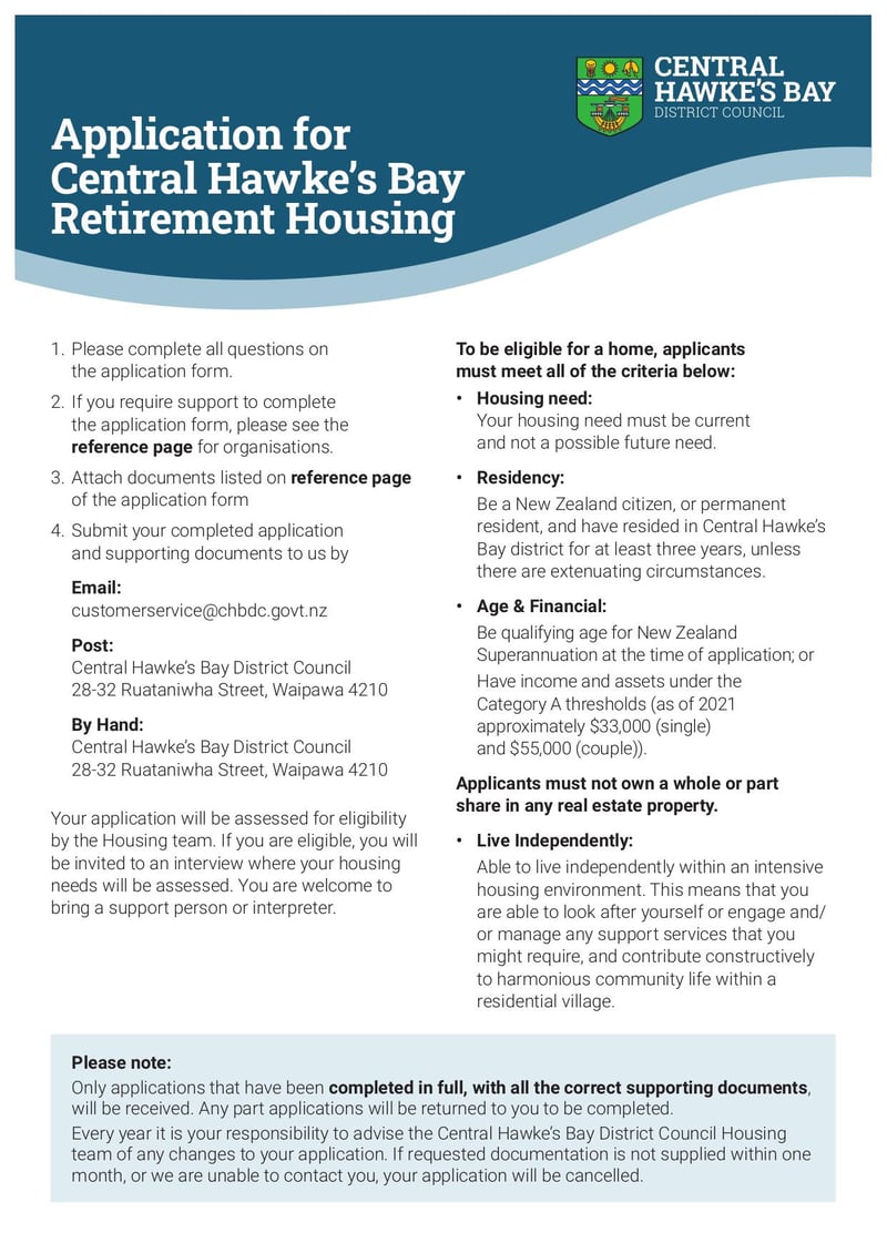 Large thumbnail of Retirement Home Application 2.0 Fillable Central Hawkes Bay - Apr 2021