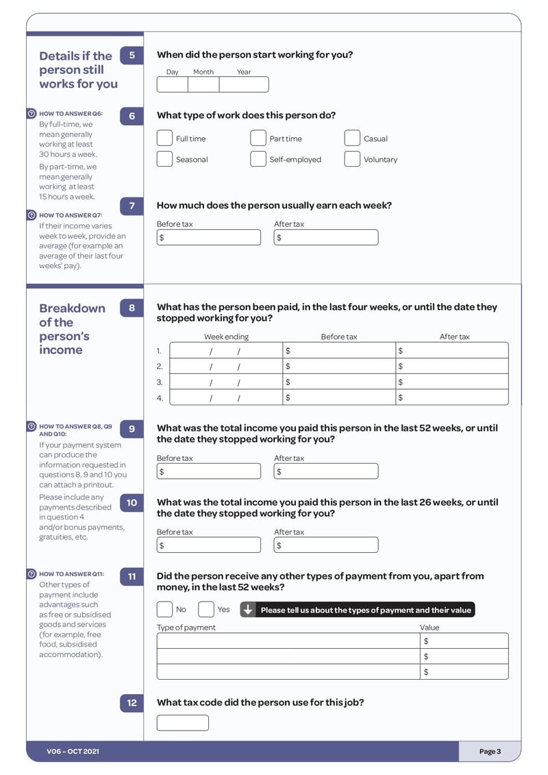 Large thumbnail of Employment and Earnings Information for Applications – V06 Form - Oct 2021