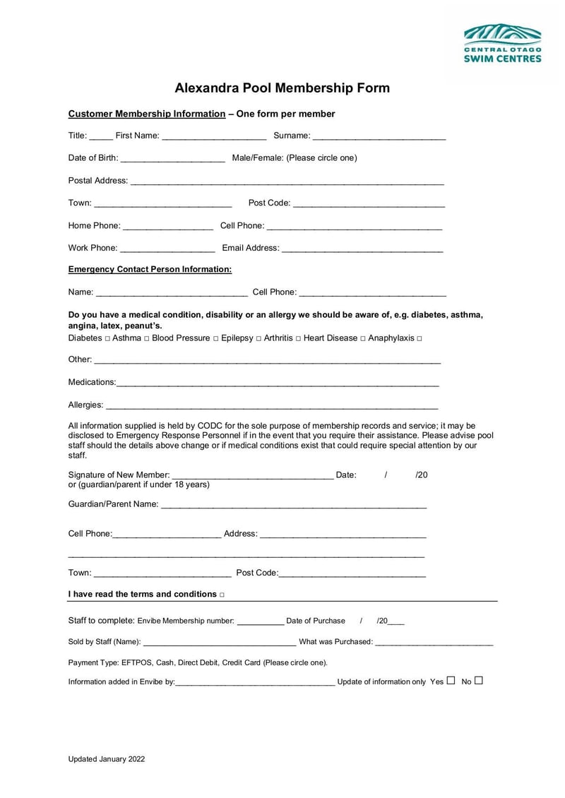 Large thumbnail of Alexandra Pool Membership Form - Jan 2022