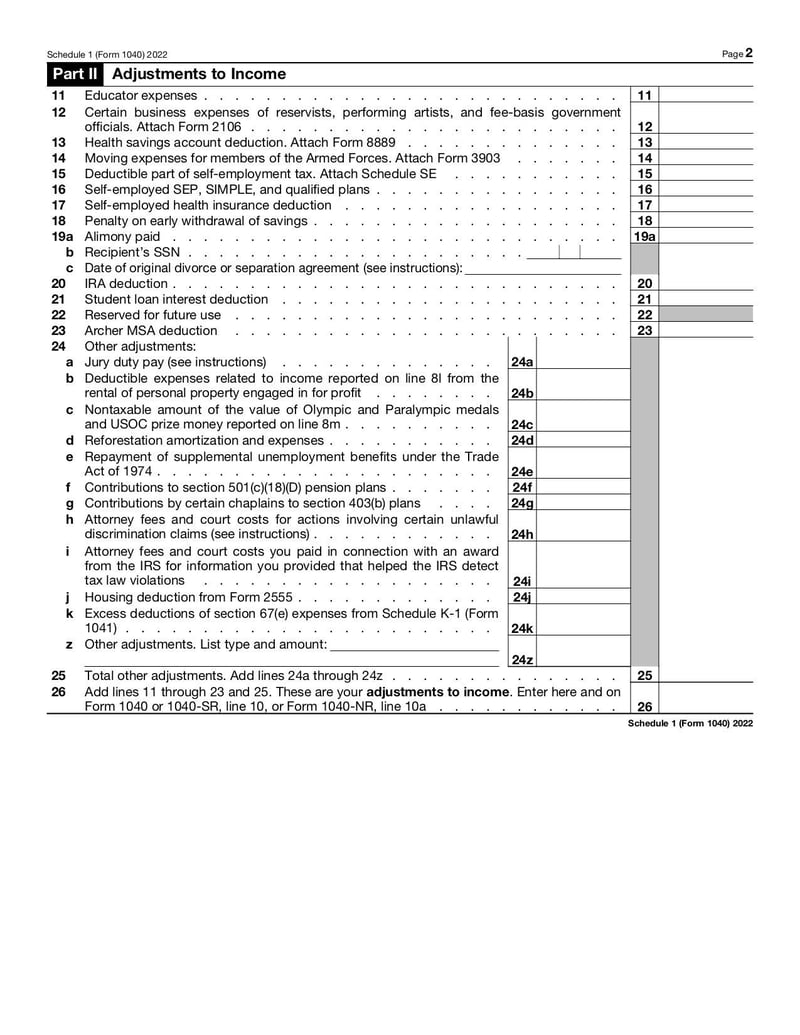 Large thumbnail of Schedule 1 (Form 1040) - Jan 2022