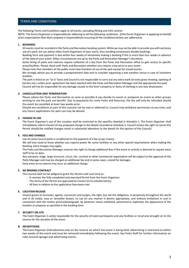 Large thumbnail of Parks and Recreation Booking Form - Aug 2021