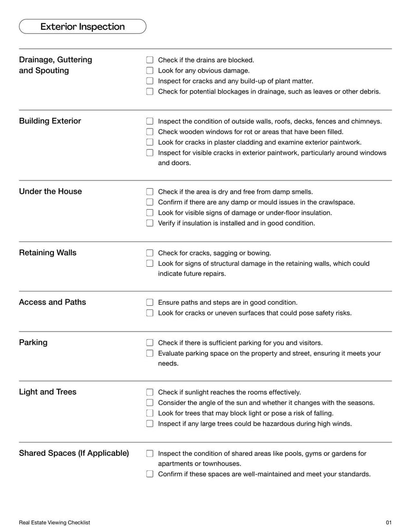 Real Estate Viewing Checklist for New Zealand to assess properties before renting or buying