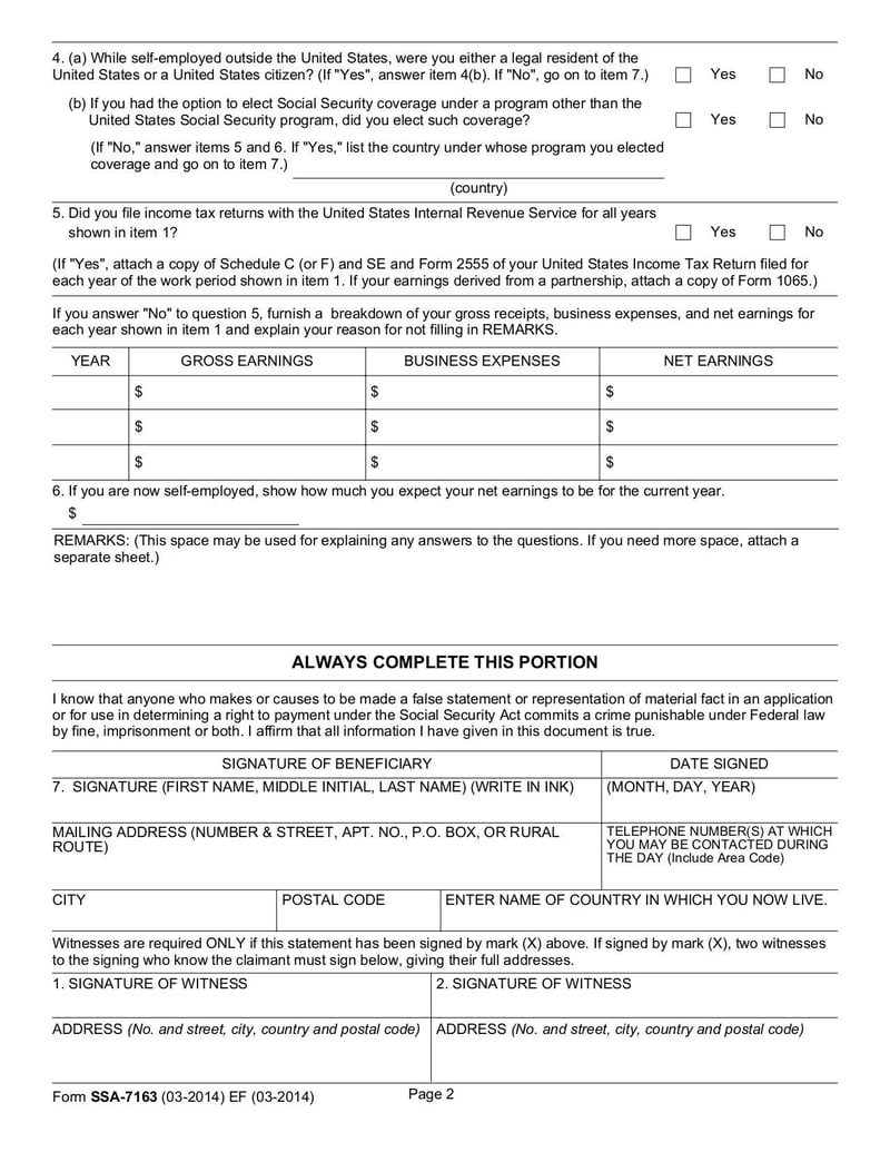 Large thumbnail of Form SSA-7163 - Mar 2014