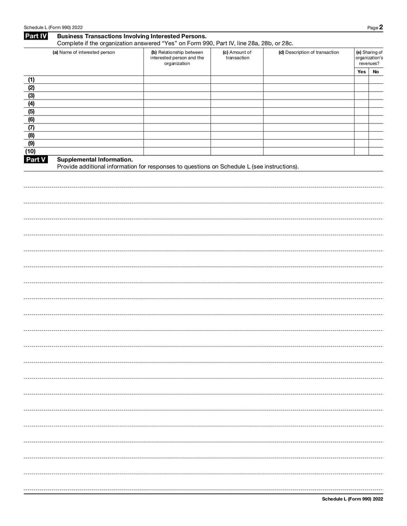 Large thumbnail of Schedule L (Form 990) - Oct 2022