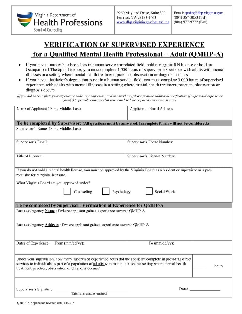 Large thumbnail of Adult (QMHP-A) Form - Dec 2019