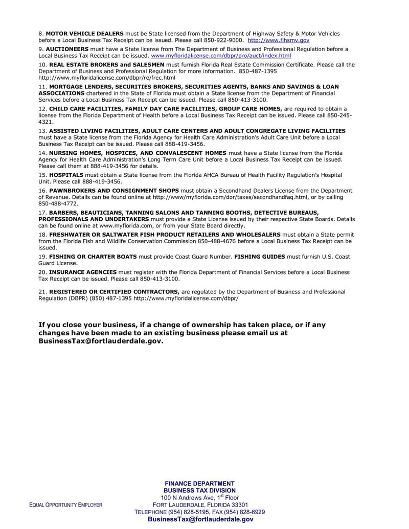 Large thumbnail of City of Fort Lauderdale Business Tax Application