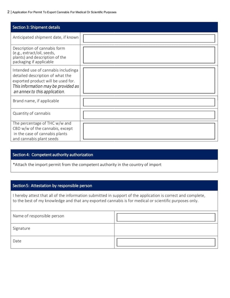 Large thumbnail of Application for Permit to Export Cannabis for Medical or Scientific Purposes - Jan 2020