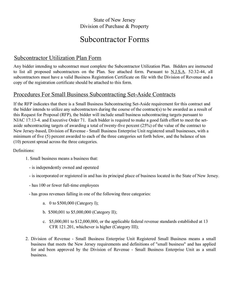Large thumbnail of Subcontractor Forms (PB-SA-3) - Oct 2011